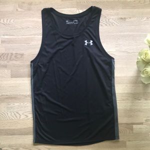 Under Armour Men’s Athletic Tank Black with Gray Stripes Size Small